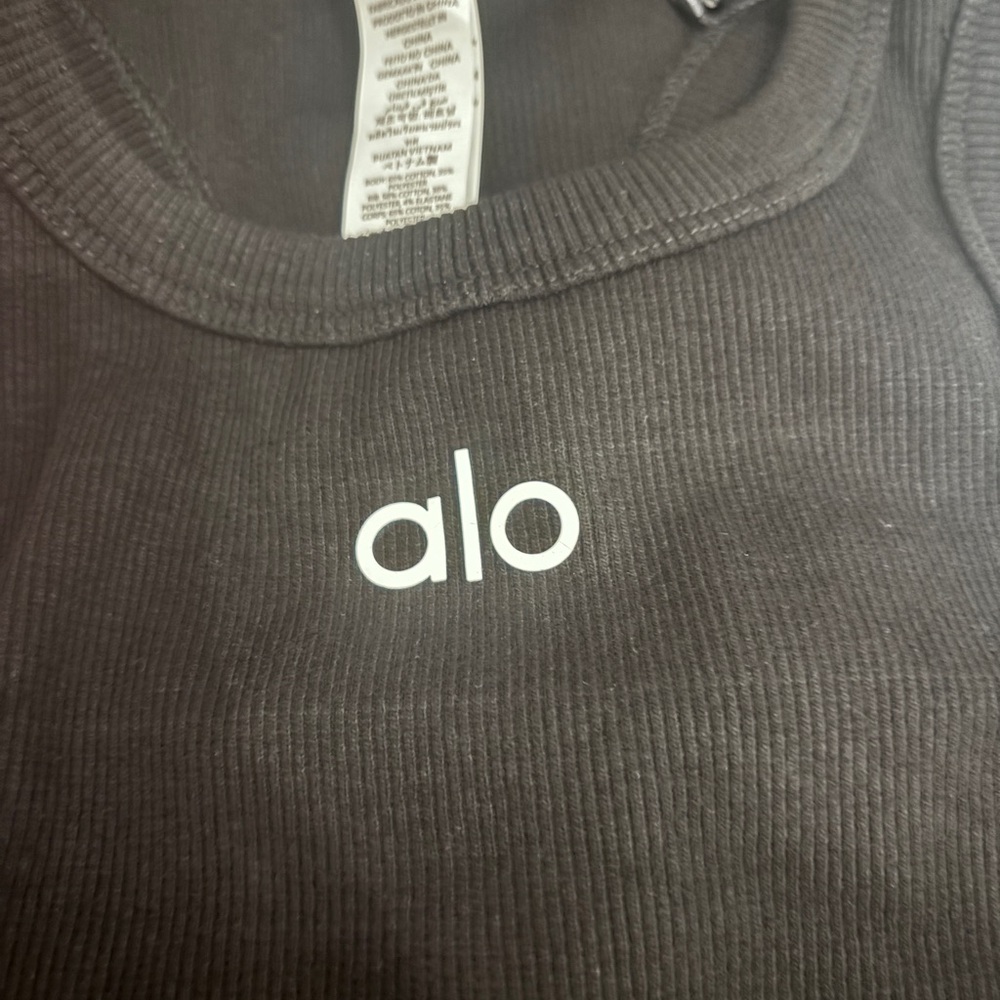 New ALO Yoga Aspire Tank Black High-Neck Racerback Sports Bra - Picture 3 of 7